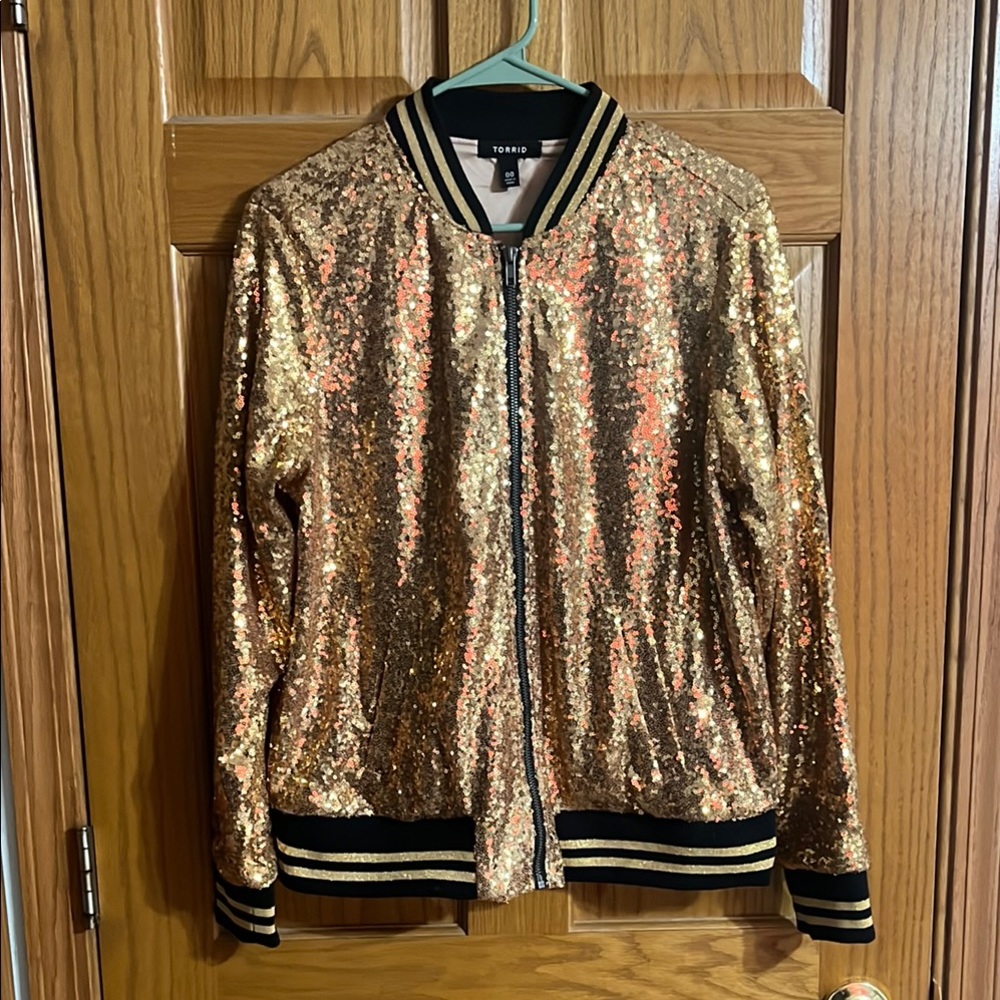 Torrid Gold Bomber Jacket with Ribbed Accents